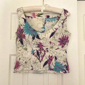 Vintage FLoral Corset, Handmade Tank Top, Women's Size XS, Summer